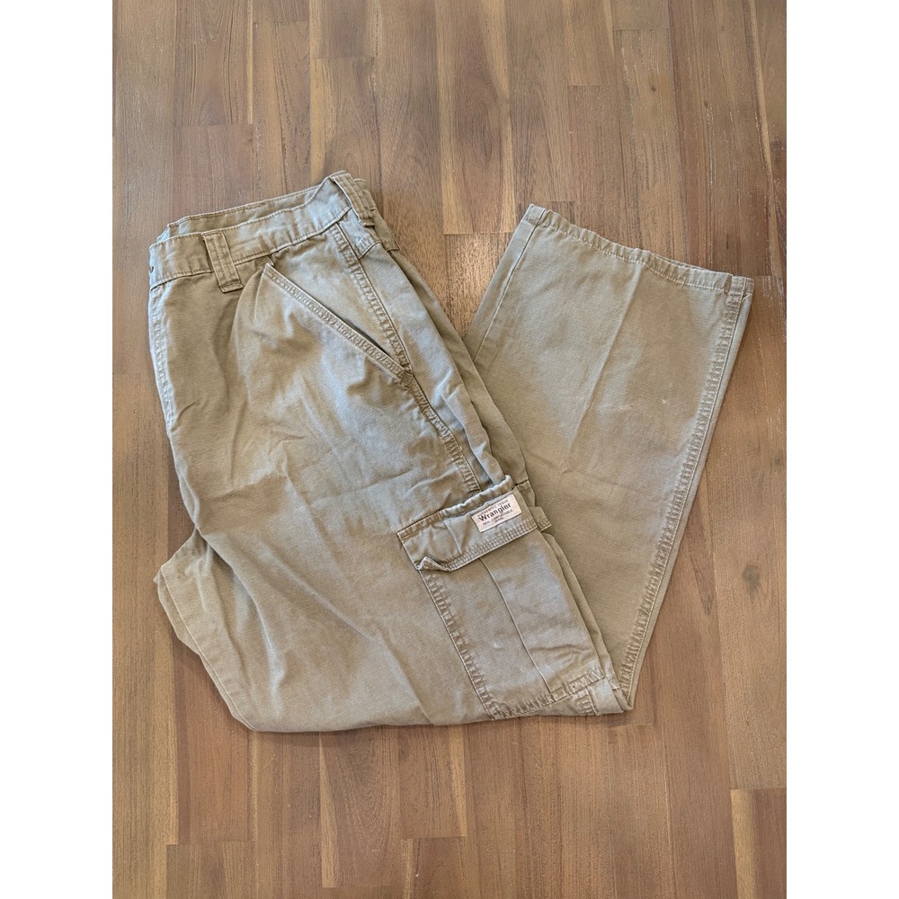 Wrangler‎ Authentic Issue Men 34x30 Khaki Ripstop Cargo Pants Tan 70L3WML